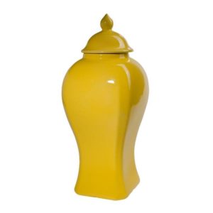 אגרטל חרסינה צהוב עם מכסה