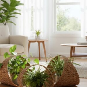 סט סלסלות קש דקורטיביות