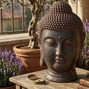 פסל ראש בודהה אדמדם