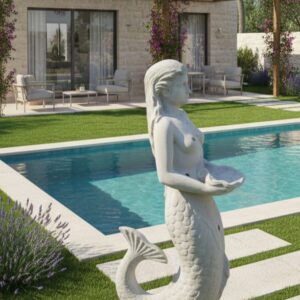 פסל בת ים איטלקי משיש גרוס עם צמנט