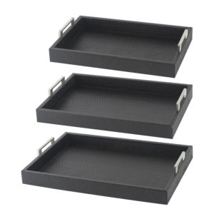 סט 3 מגשי עור