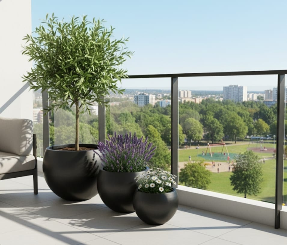 אדניות עגולות גדולות פיברסטון בשני צבעים – תמונה 2