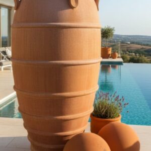 כד פיבר סטון ענק פסים חום (מעצבת Rita )