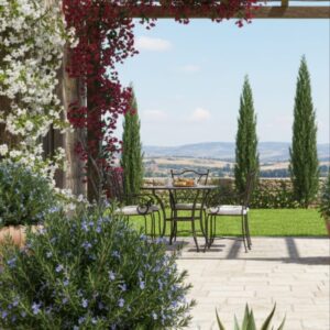 סט כדים - עציצים 2 יחידות טרקוטה חומה פסים (רחב)