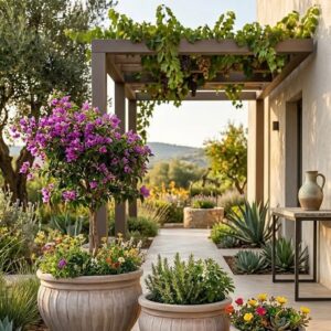 סט כדים - עציצים 3 יחידות טרקוטה חומה