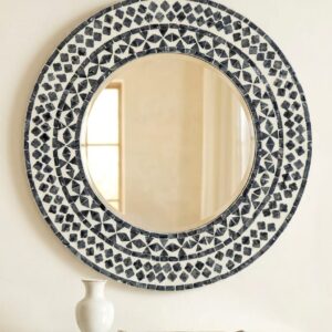 מראה עגולה עם מסגרת פסיפס