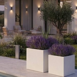 אדניות פיברסטון רבועיות GA30-1840 בצבע לבן