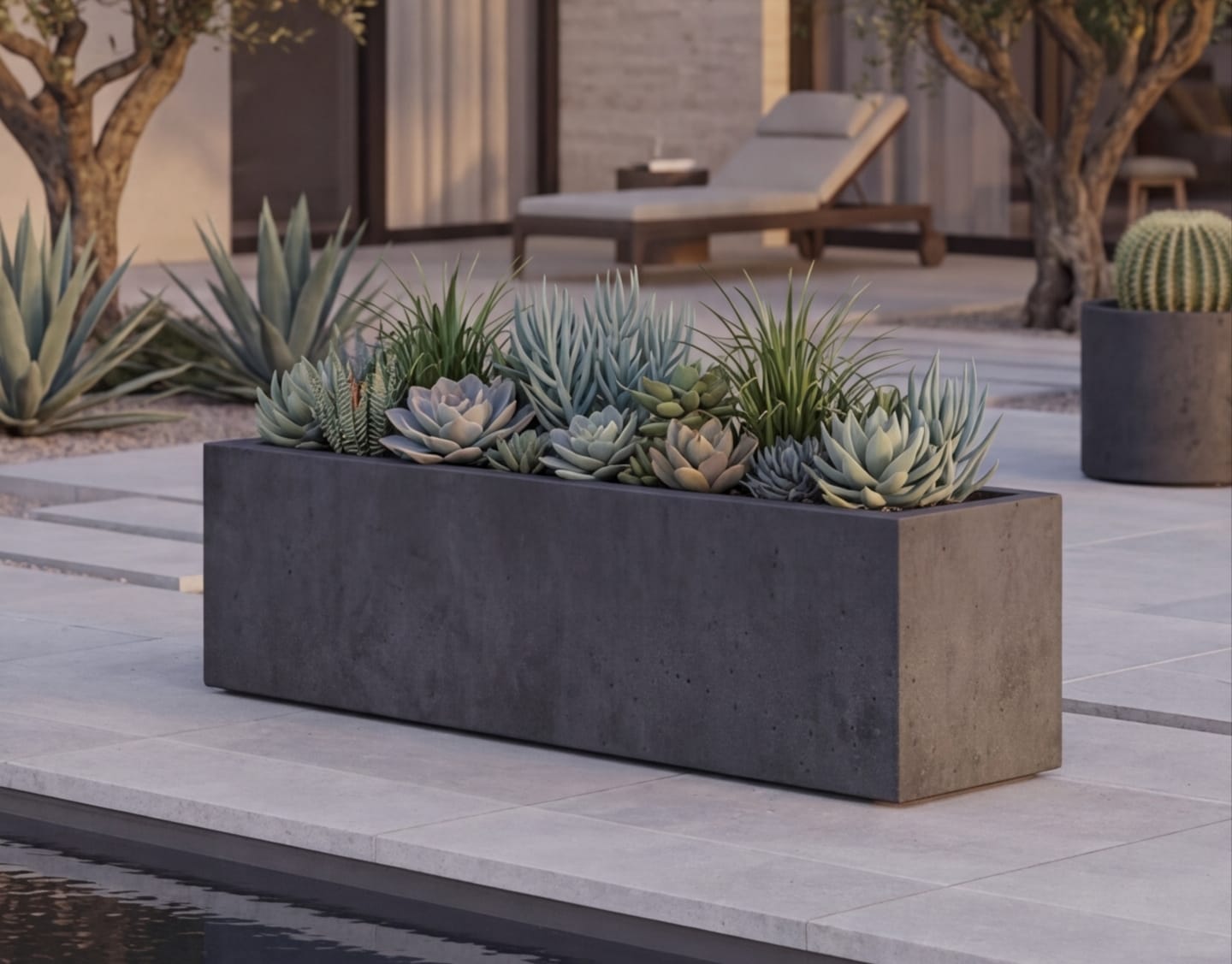 אדניות ענקית בלבנית בצבע אפור כהה – תמונה 2