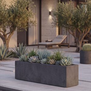 אדניות ענקית בלבנית בצבע אפור כהה