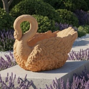 פסל ברבור גוון טרקוטה