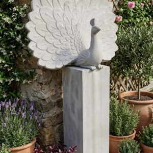 פסל טווס בעל זנב פרוס