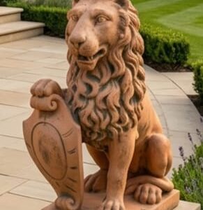 אריה אבן איטלקי בצבע חום טרקוטה