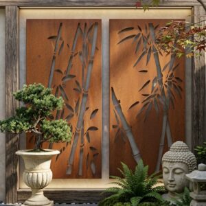 מסך גינה דקורטיבי ממתכת בעיצוב "במבוק"