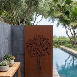 דקורציה מפלדת קורטן עיצוב עץ החיים