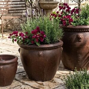 סט כדים 3 יחידות טרקוטה עם גלזורה -חום