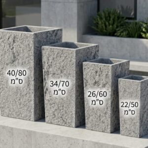 עציץ מרובע גבוה דמוי אבן GA30-1000 בצבע אפור